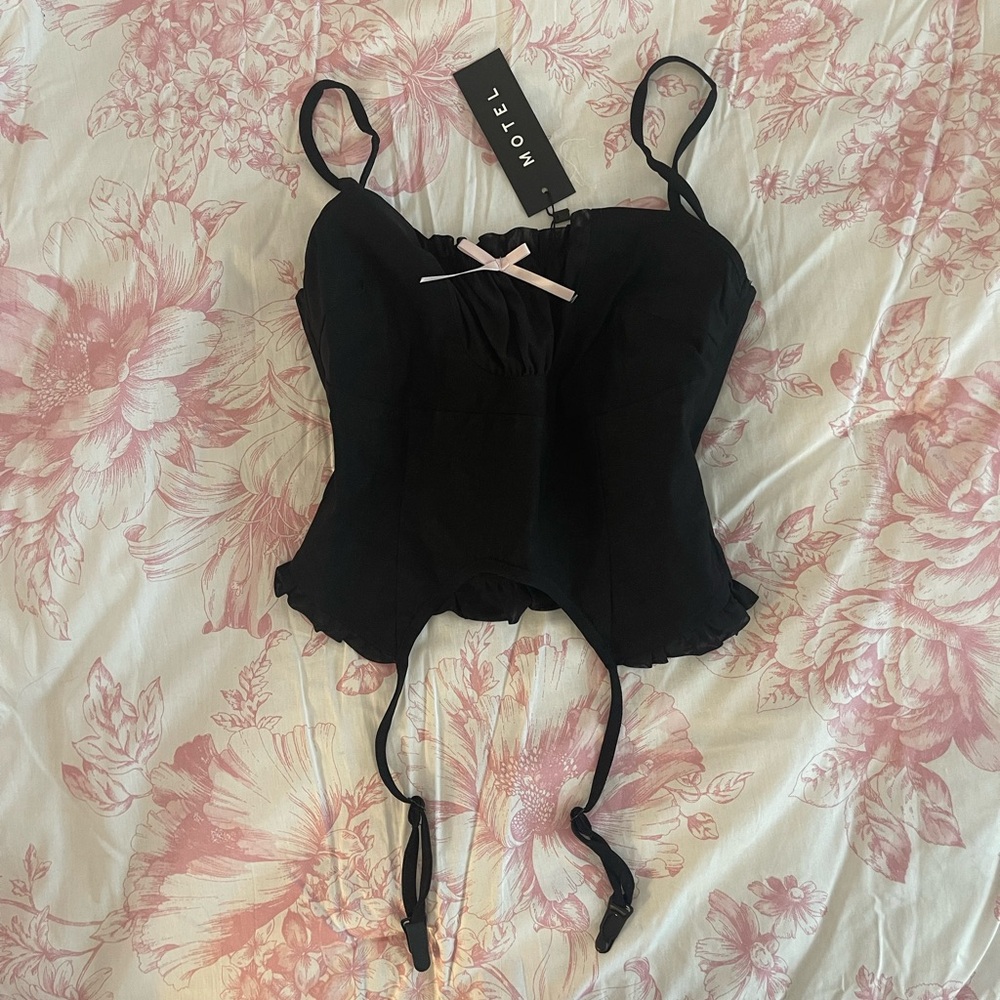 Motel Rocks Bow Corset Top